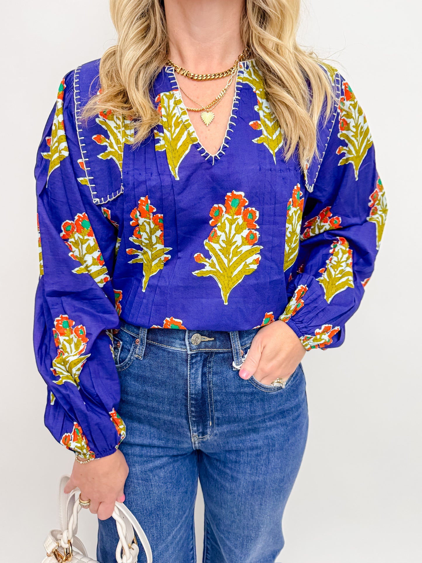 Willa Floral Vneck Blouse