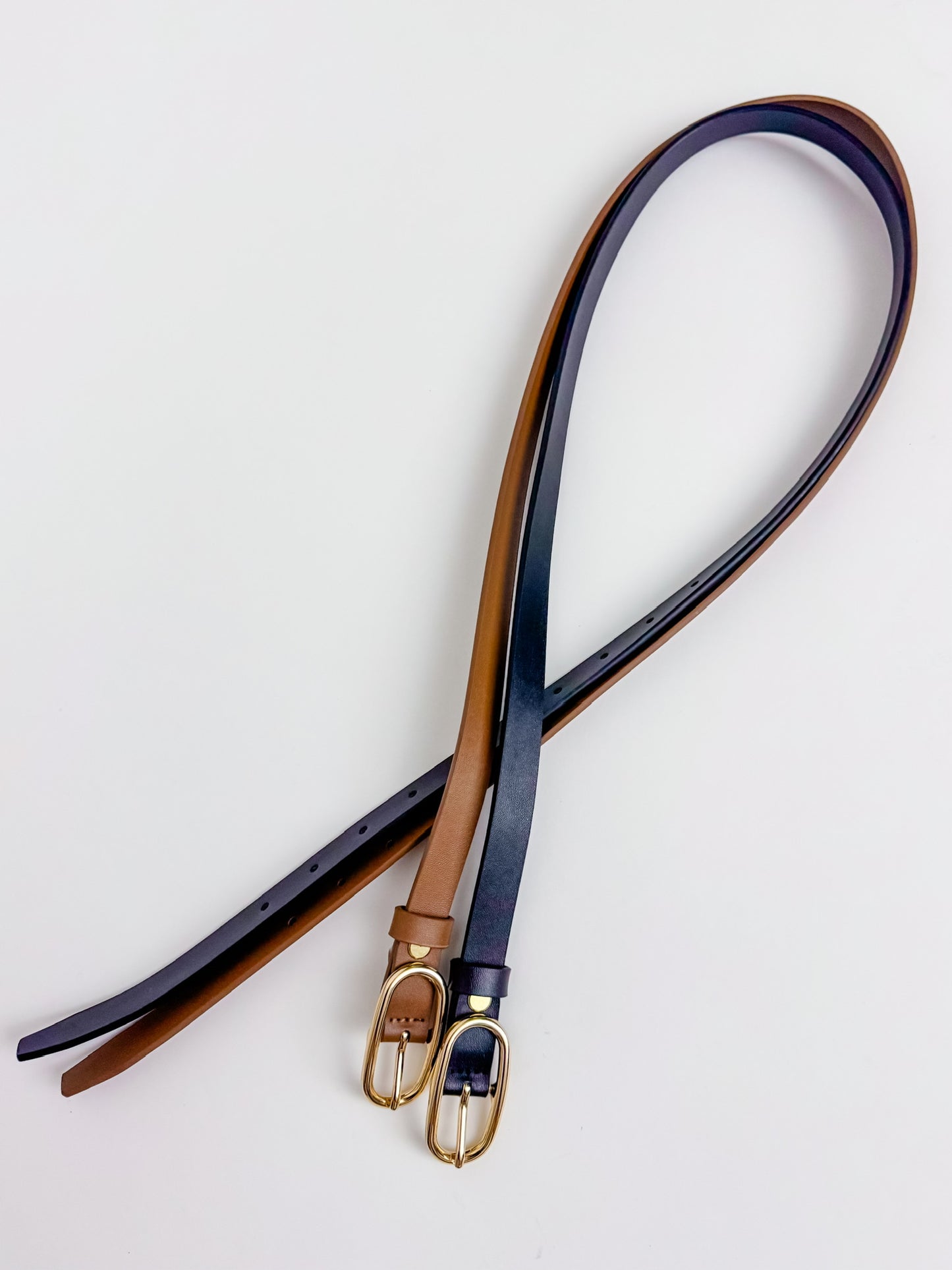Long Oval Buckle Leather Belt