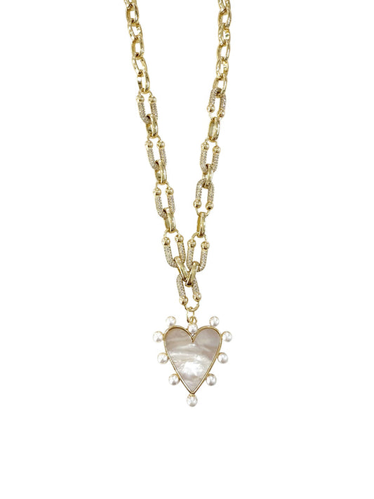 Marella Gold Pearl Heart Necklace