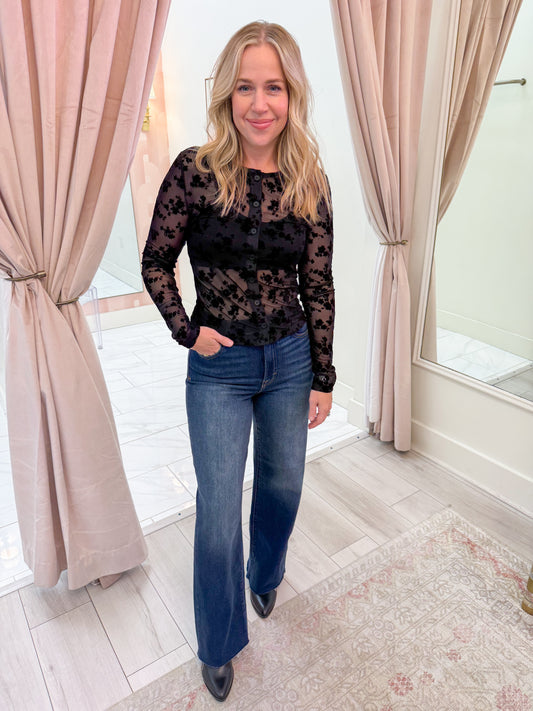 Eva Burn Out Button Up Top