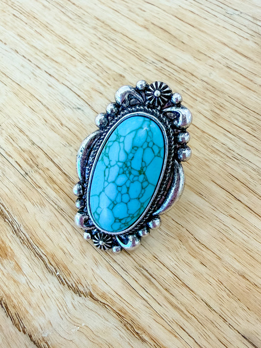 Turquoise Oval Statement Ring