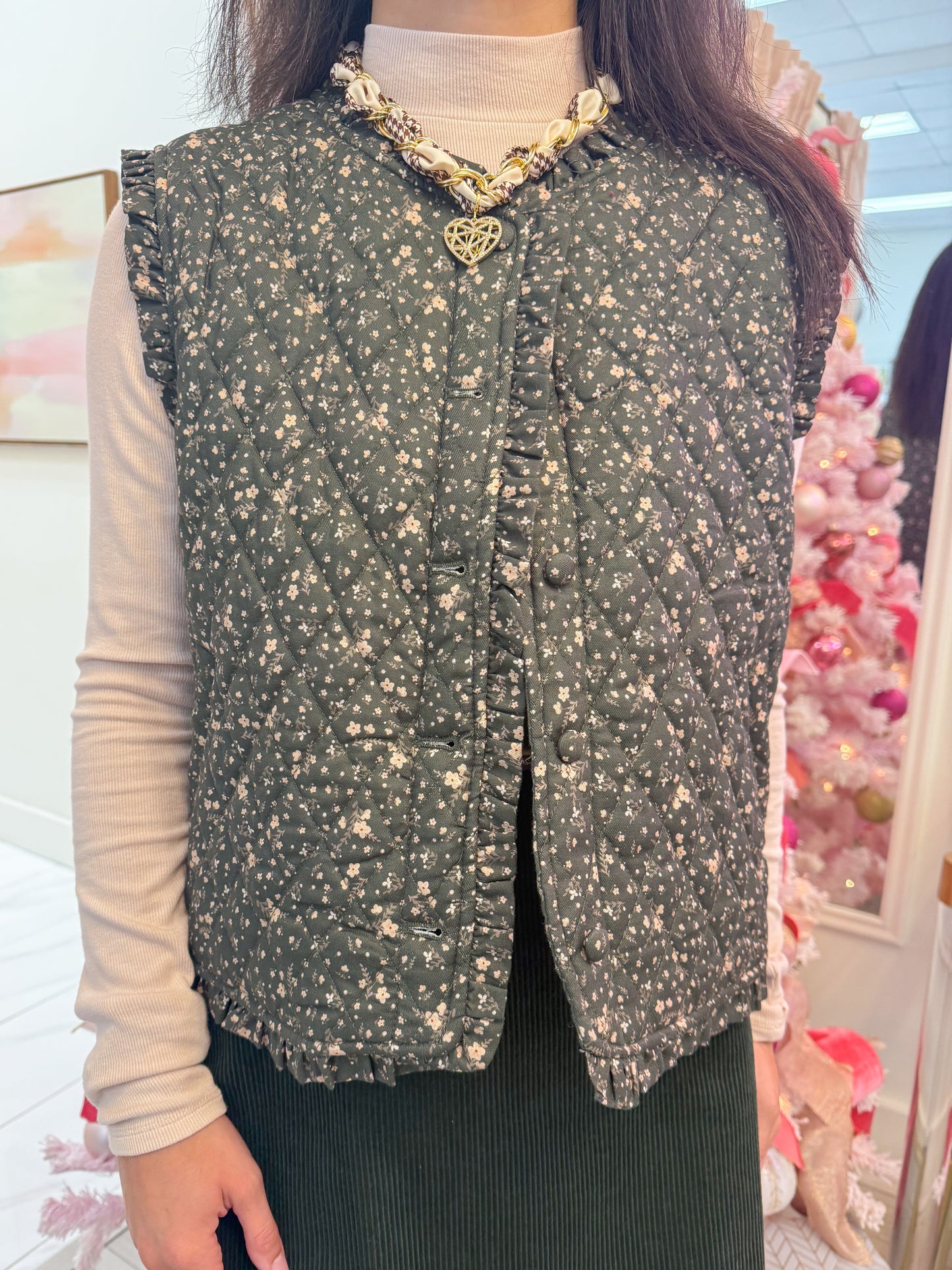 Ditsy Floral Quilted Vest