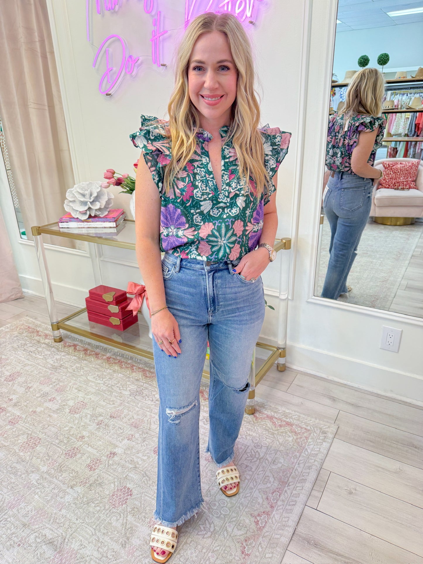 Mollie Floral Ruffle Sleeve Blouse