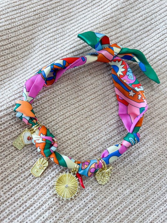 Liza Multi Charm Scarf Necklace