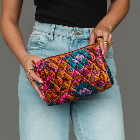 Multicolored Floral Travel Pouch