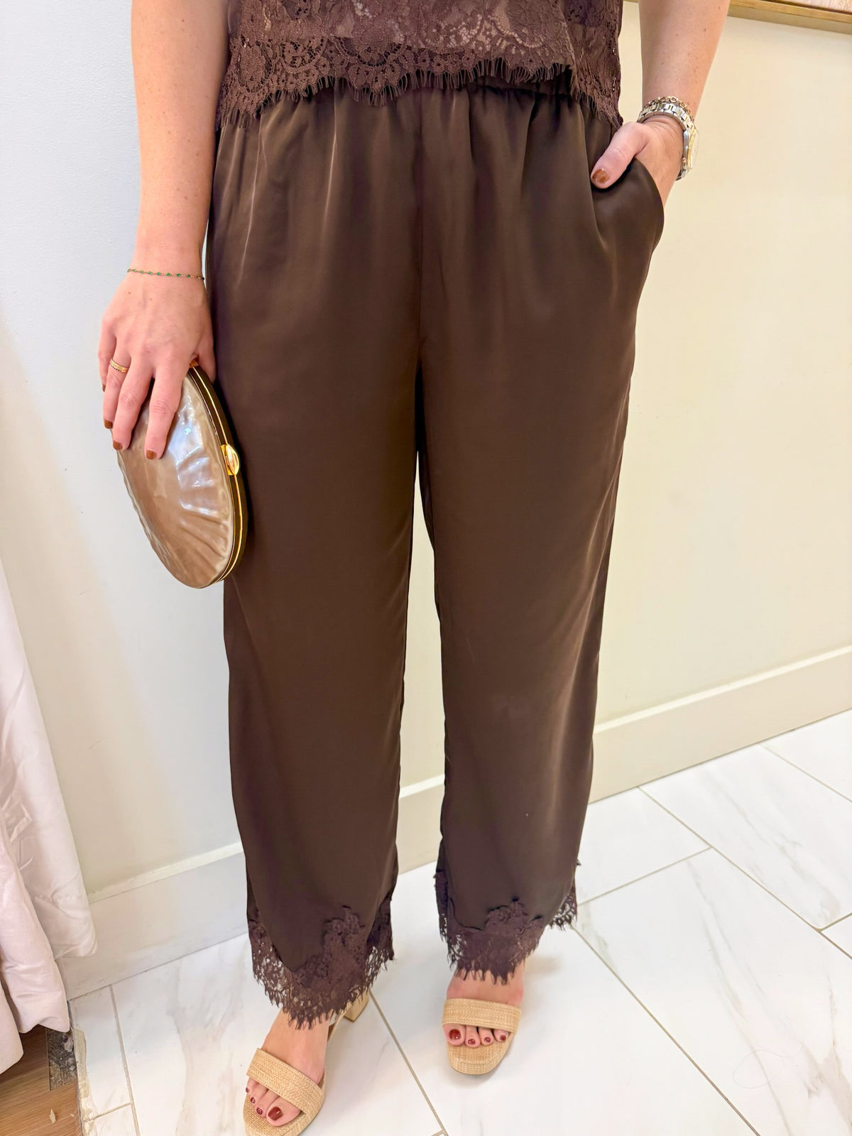 Chic Lace Trim Pants