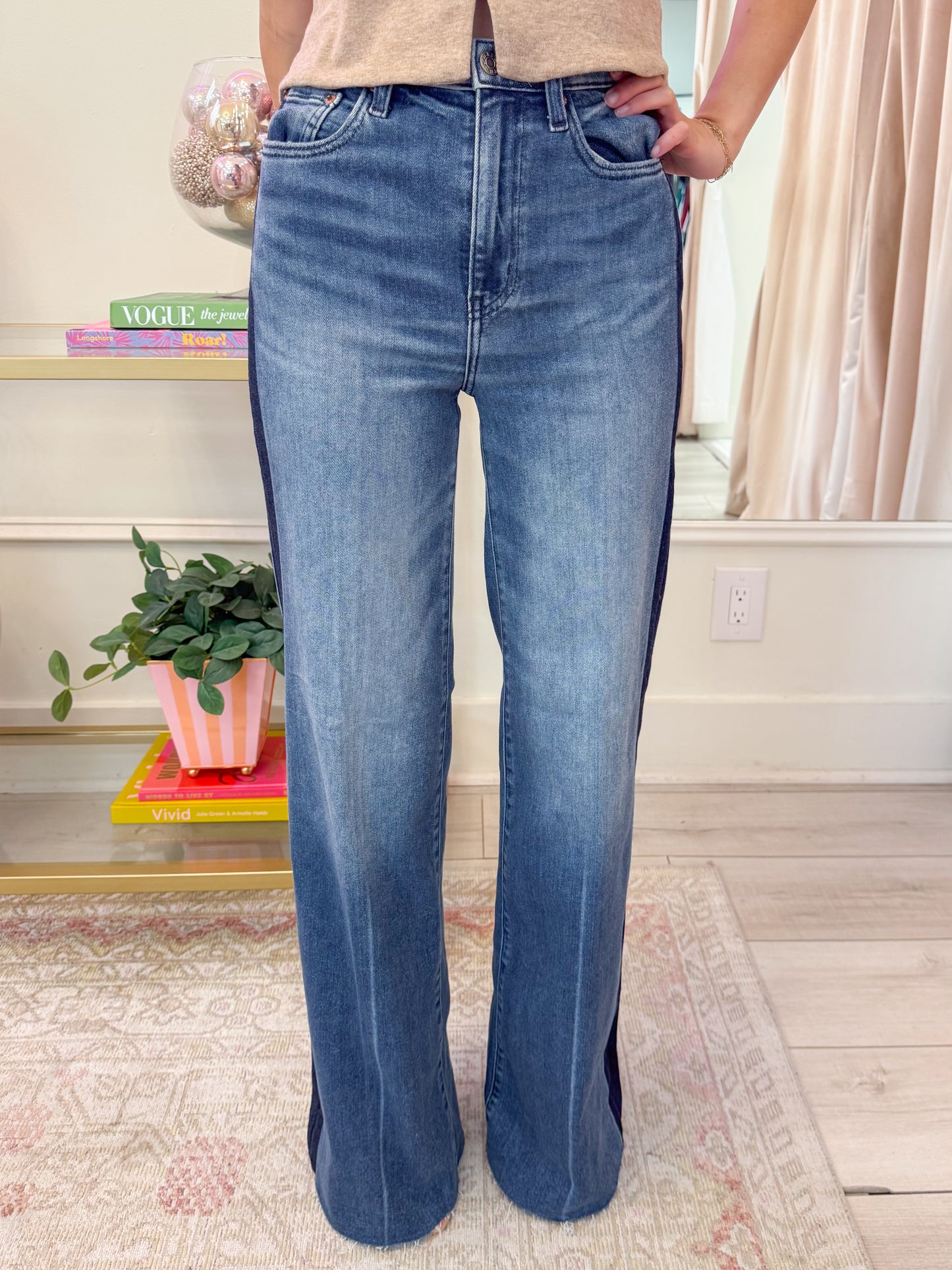 Far Out High Rise Wide Leg Tuxedo