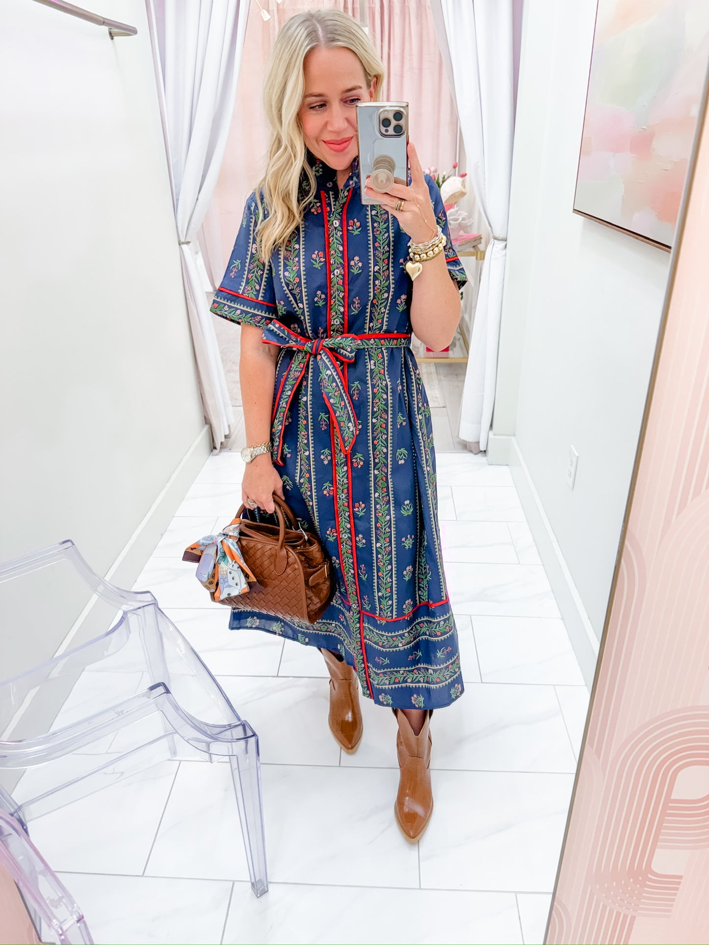 Poet's Garden Button Up Midi Dress