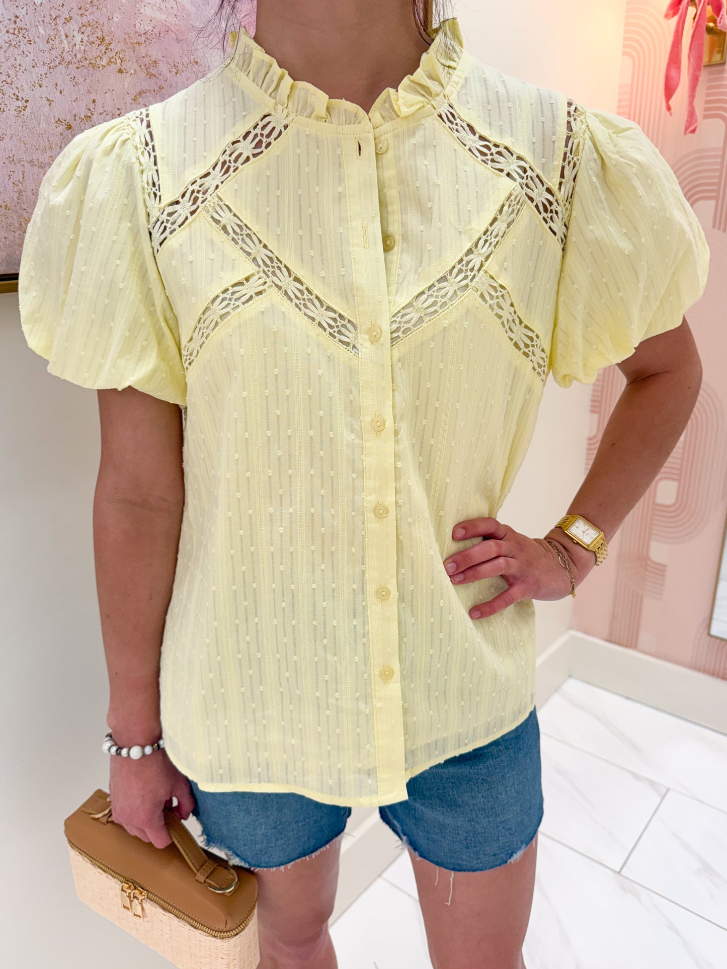 Swiss Dot Limoncello Blouse