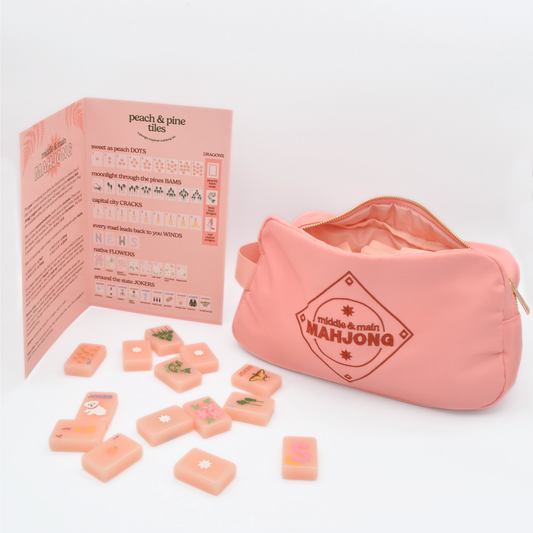 "Peach & Pine Tiles" Mahjong Set