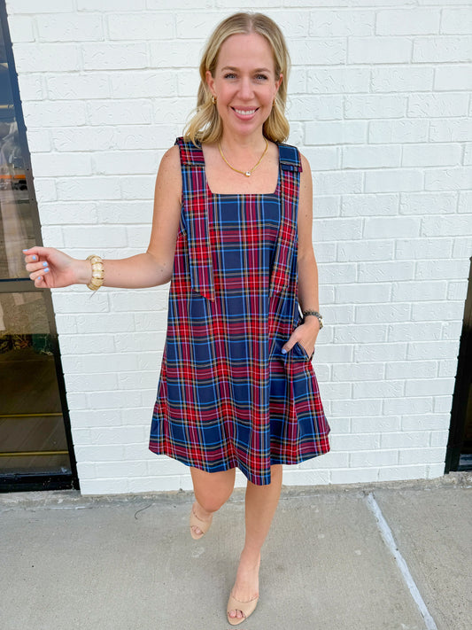 Plaid & Proper Bow Mini Dress