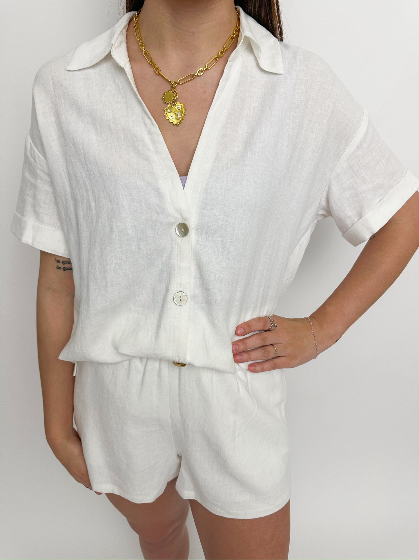 Parker Button Down White Linen