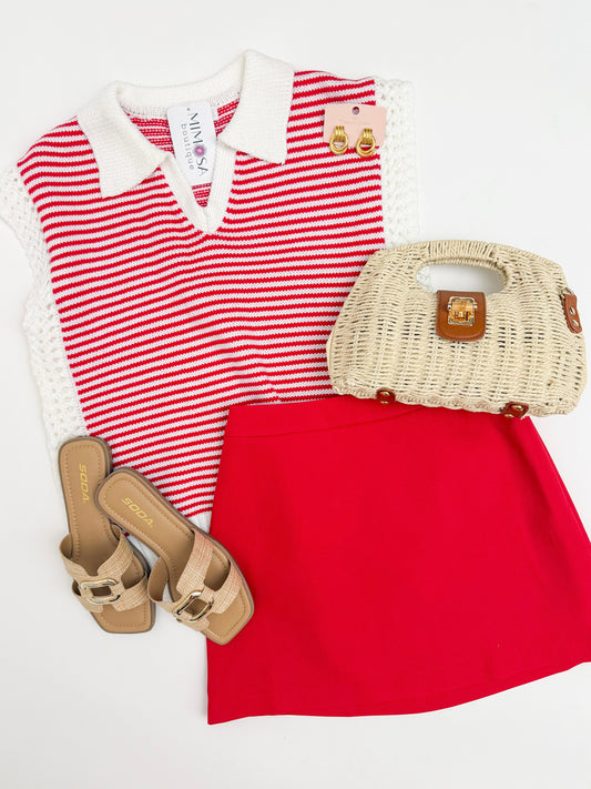 Stripe V-Neck Sleeveless Sweater