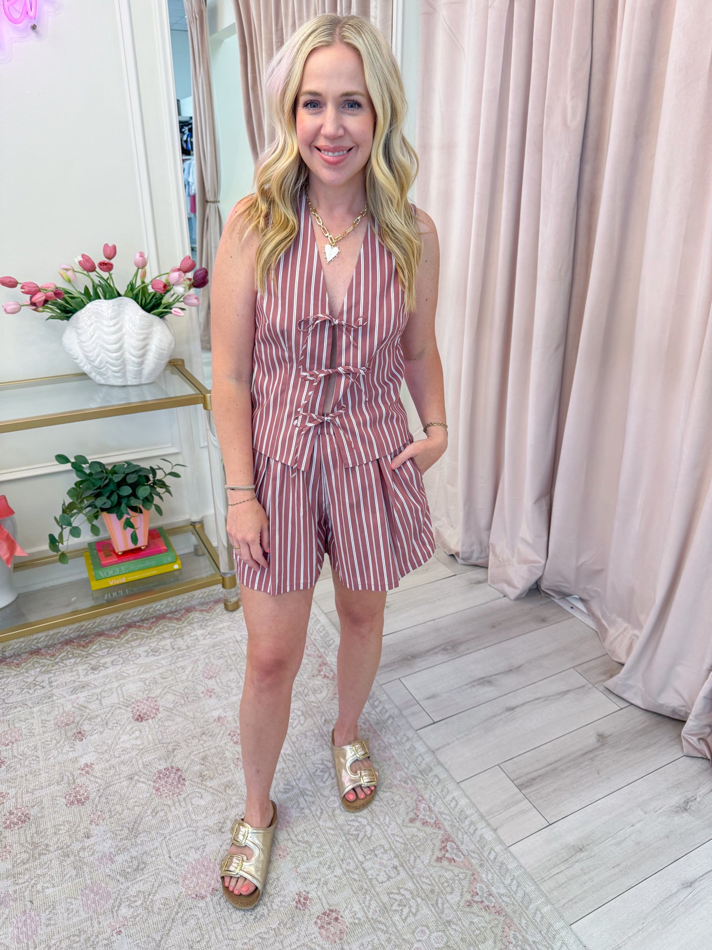 Malena Stripe Pleated Short