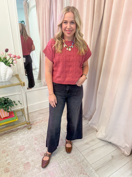 Nori Clean Crop Wide Leg Black