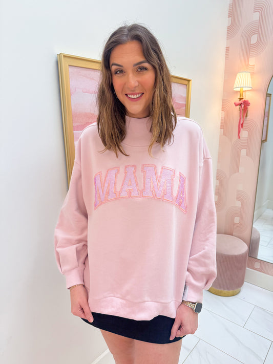 Mama Mock Neck Sweatshirt Light Pink