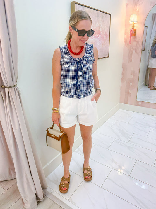Gingham Ruffle Trim Tank