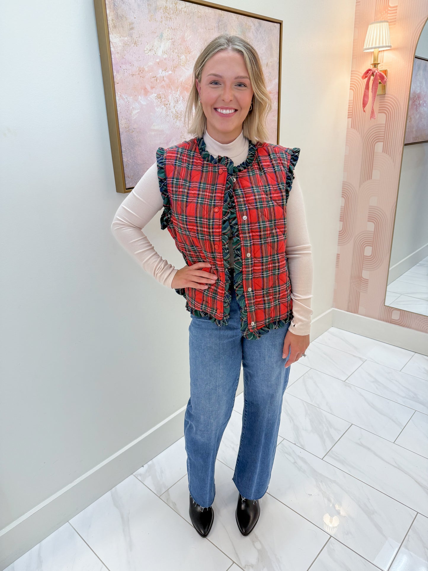 Christmas Tartan Quilted Vest