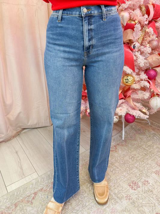 Pleaser High Rise Wide Ankle Indigo Wave