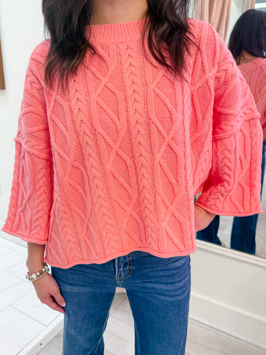 Brighter Cable Knit Boxy Sweater Top