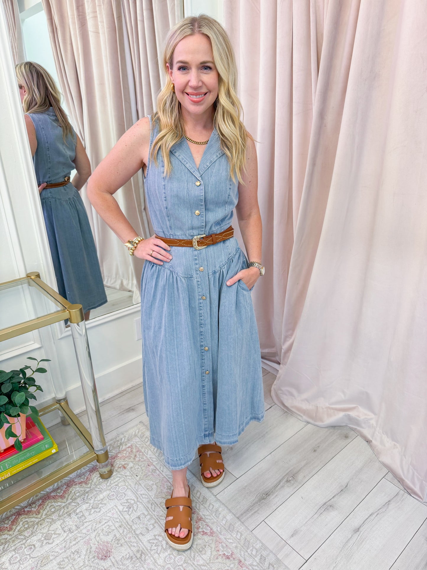 Denim 80's Maxi Shirt Dress