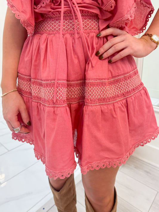 Hanoi Mini Skirt Rosewood