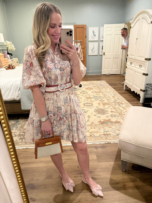 Mary Floral Belted Dress