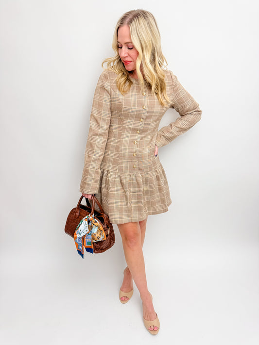 Bridgette Plaid Drop Waist Mini Dress