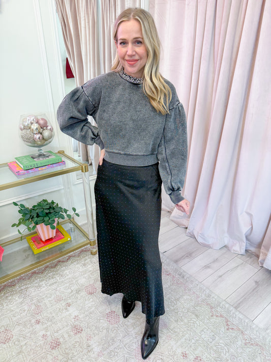 Jeannie Rhinestoned Midi Skirt