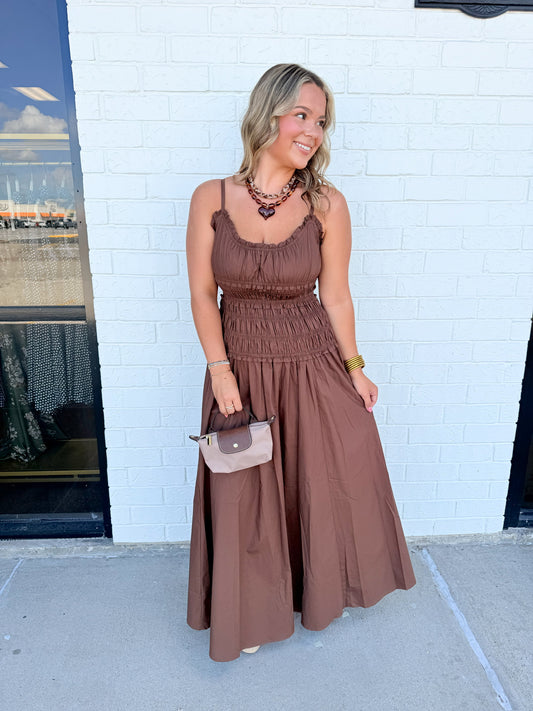 Solid Poplin Smock Cami Maxi Dress