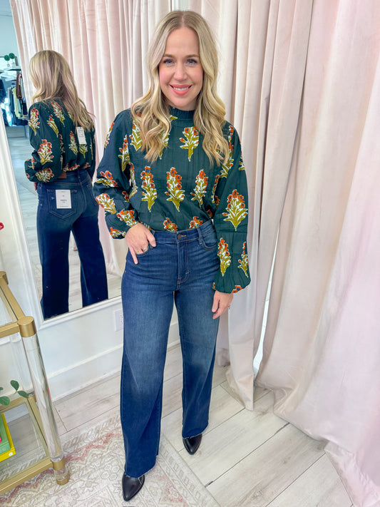 Verde Blooms Blouse