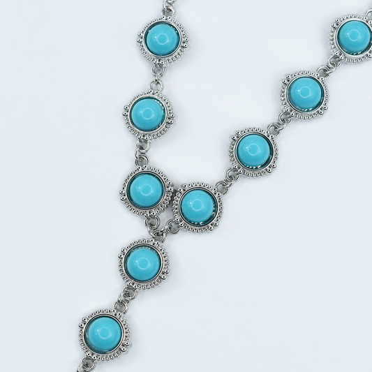 Turquoise Cascade Silver Necklace