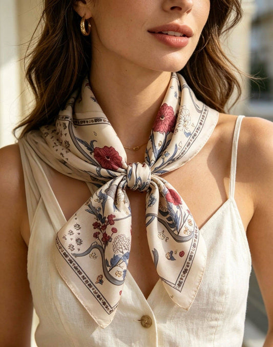 Pink Floral Silk-Touch Scarf