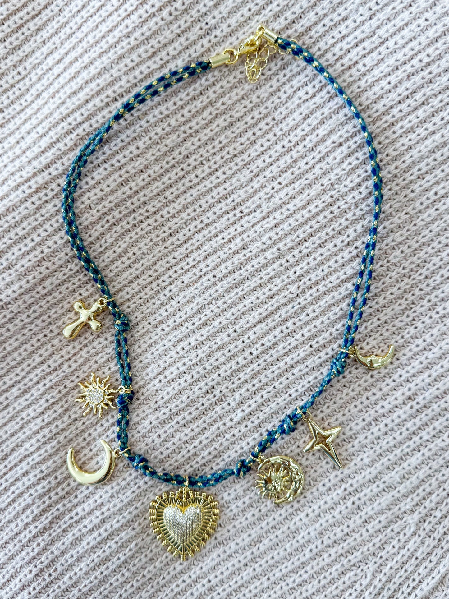 Piper Multi Charm Twine Necklace