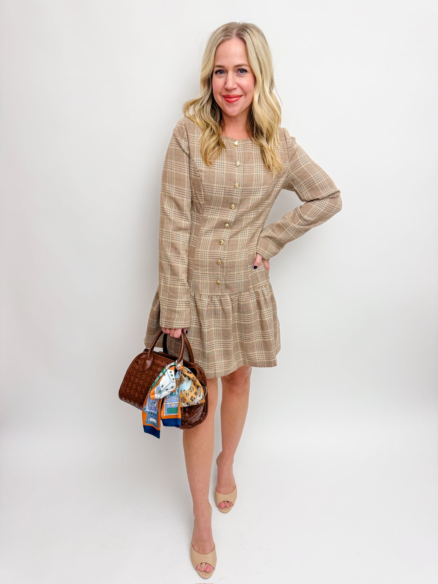 Bridgette Plaid Drop Waist Mini Dress