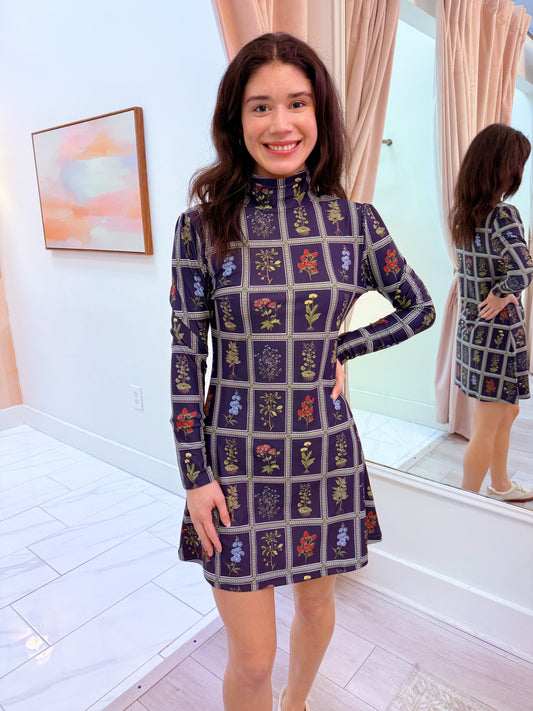 The Dottie Dress Gardeners Window Navy