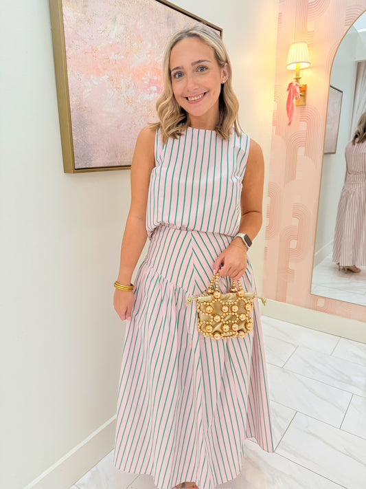 Lila Striped Midi Skirt
