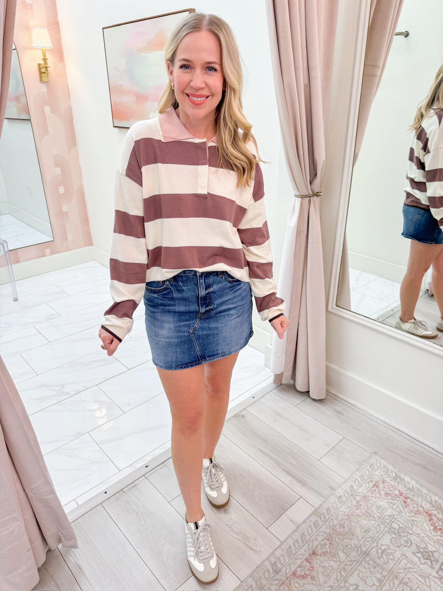 Sideline Stripe Collared Sweater