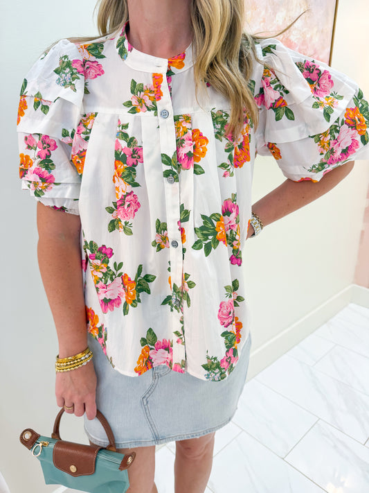 Megan Floral Puff Sleeve Blouse