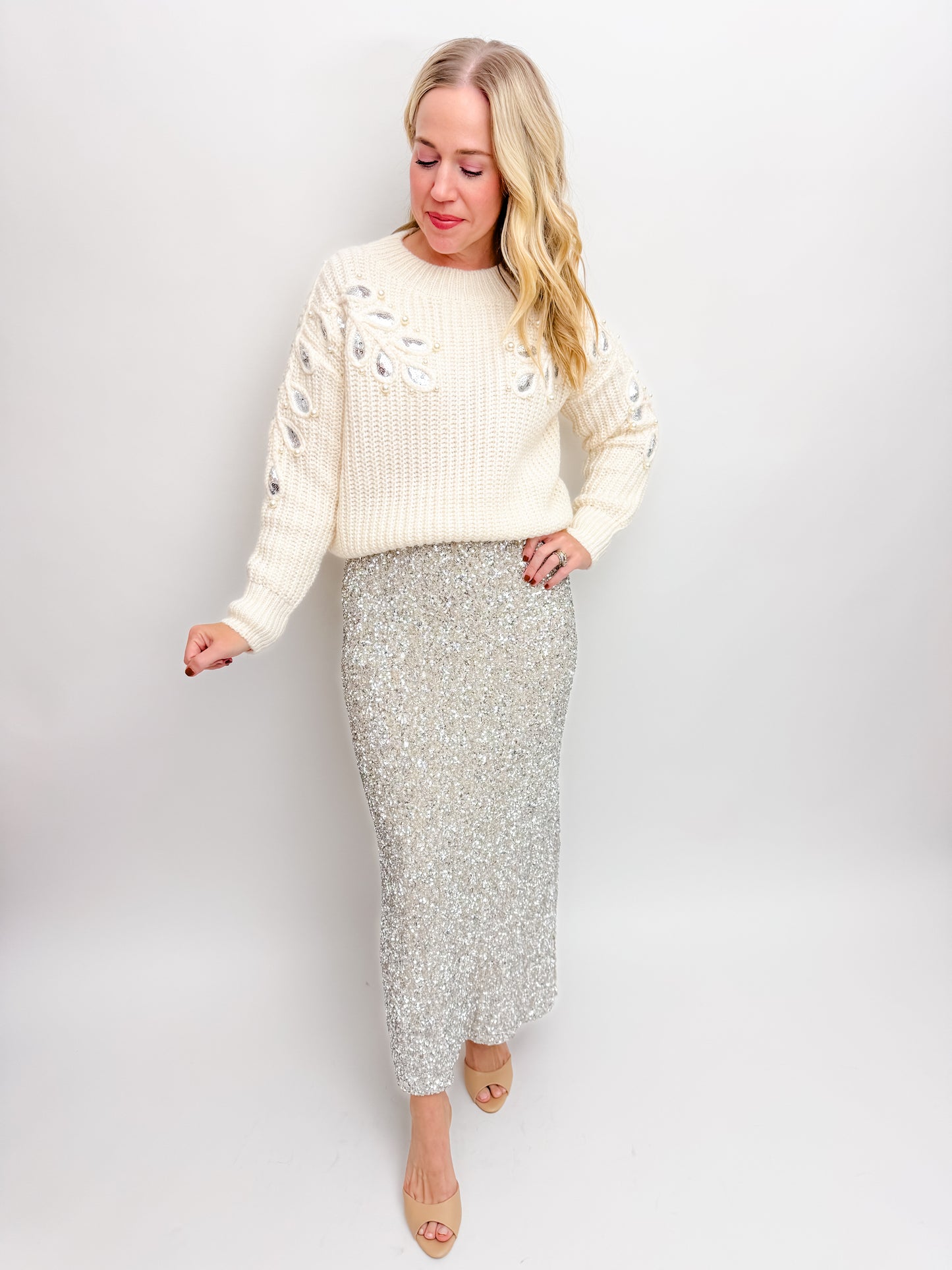Luster Sequin Maxi Skirt