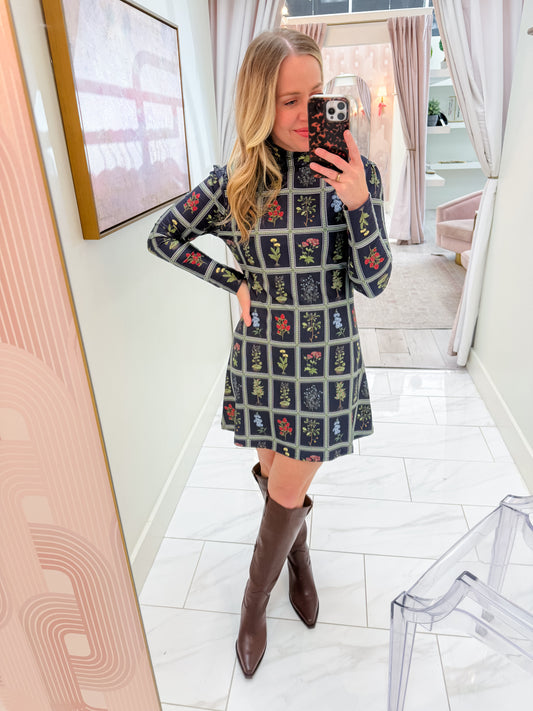 The Dottie Dress Gardeners Window Navy