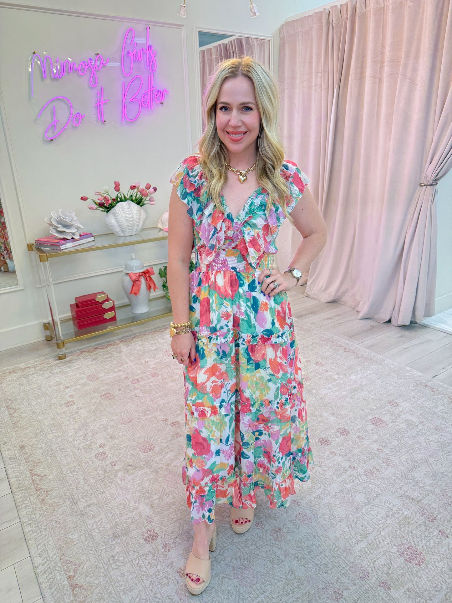 Scarlet Ruffle V Maxi Dress