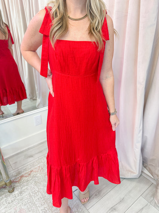 Ingrid Bow Strap Midi Dress