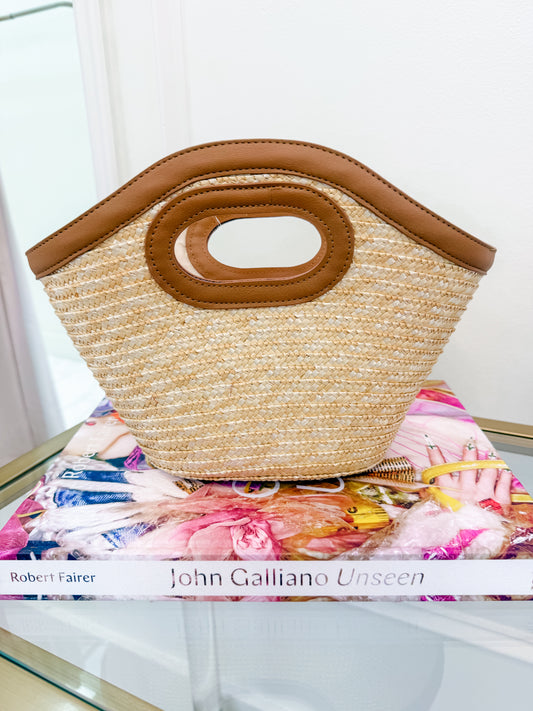 Maple Brown Bucket Straw Bag