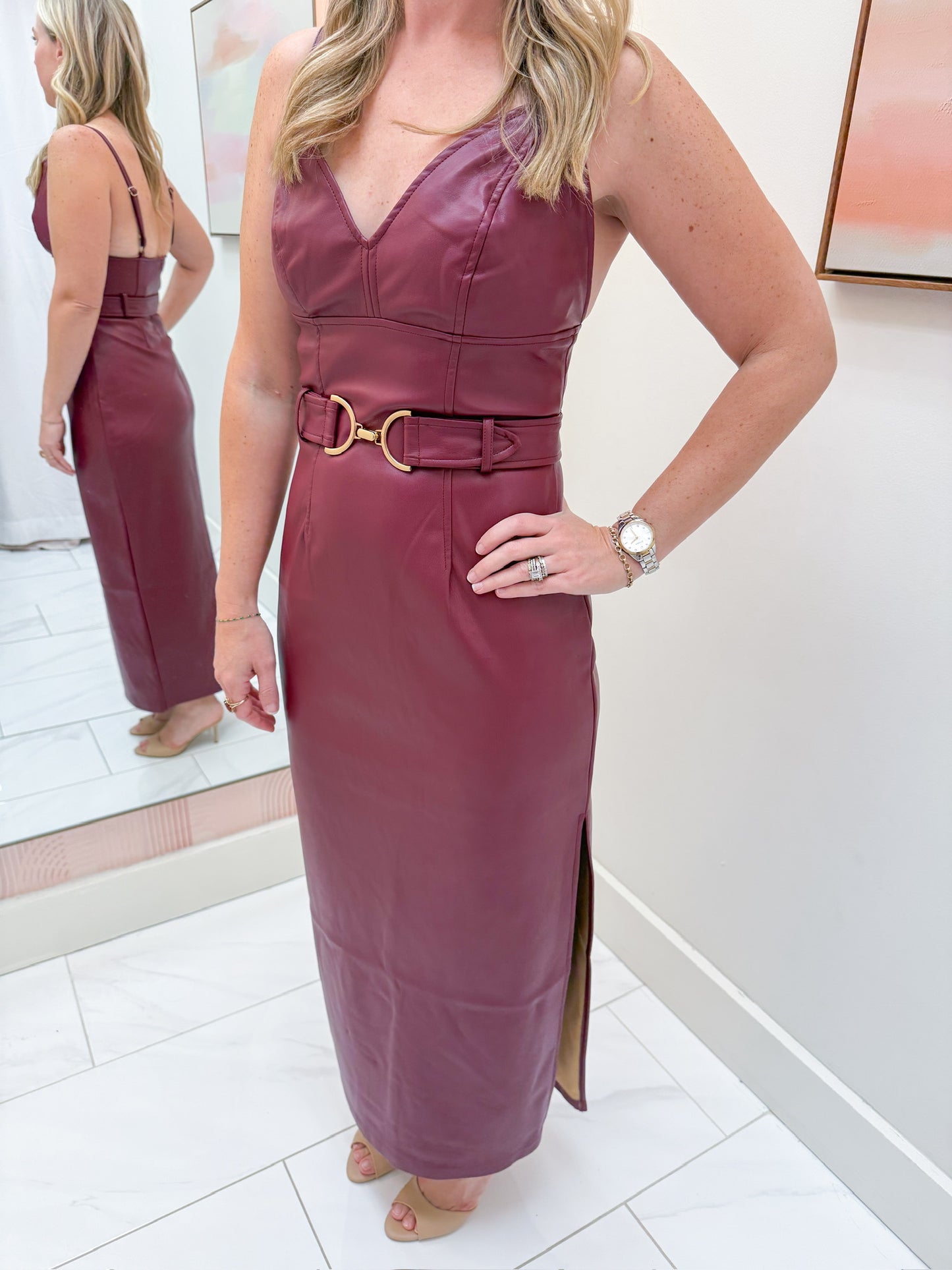 Kailey Leather Midi Dress