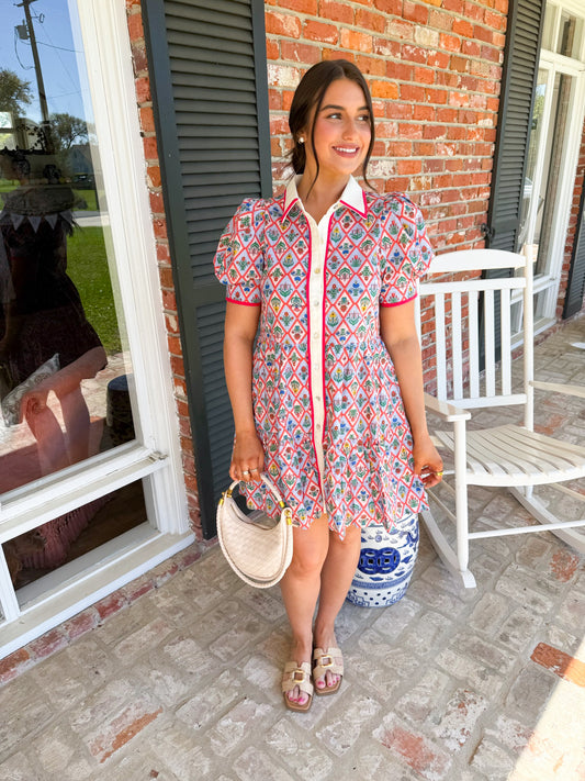 Morning Glory Collared Mini Dress