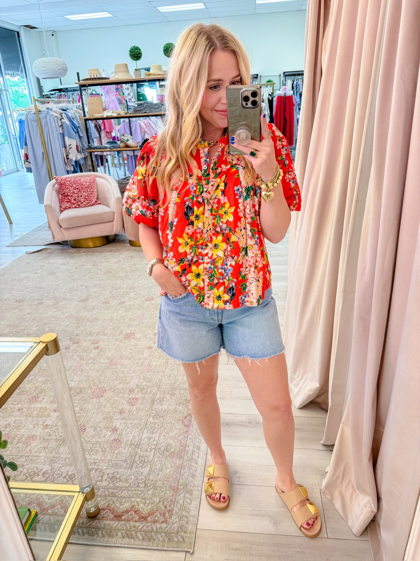 Melina Floral Pleated Blouse
