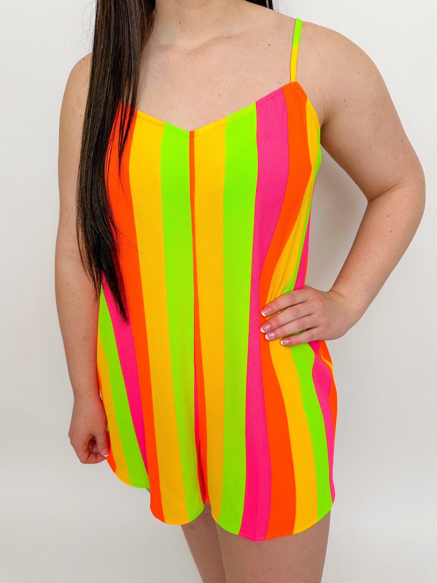 Rascal Romper Neon Vacay Stripe