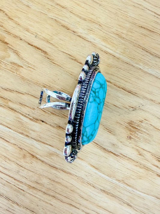 Turquoise Oval Statement Ring