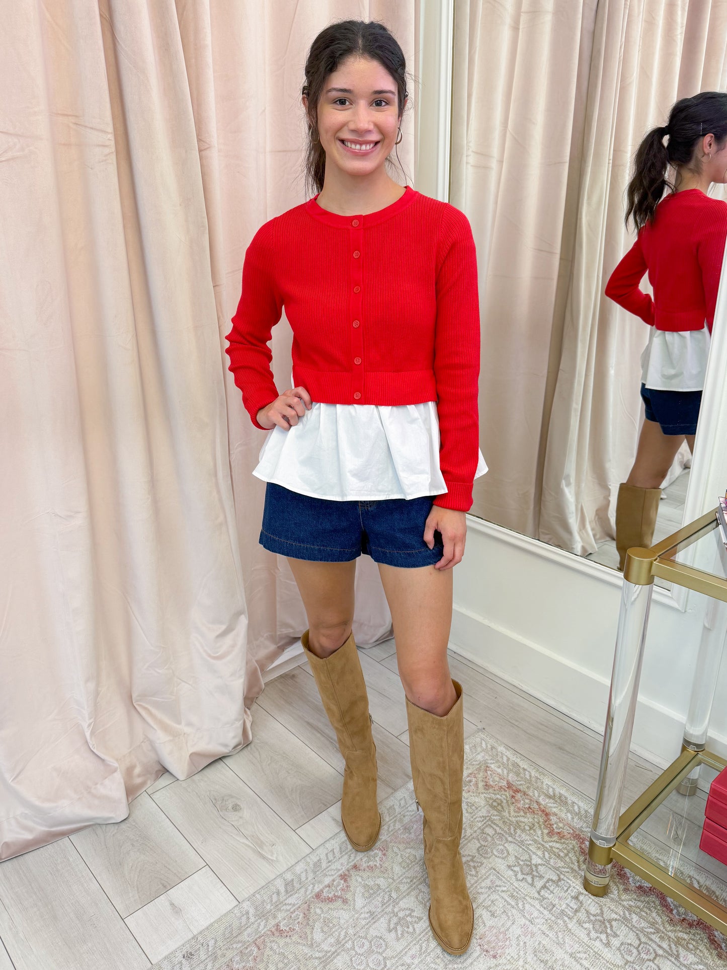 Mirren Knit Mix Peplum Top